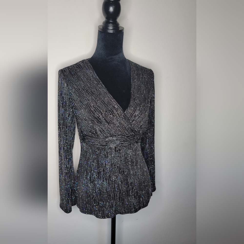 Ronni Nicole Black and Silver Blouse